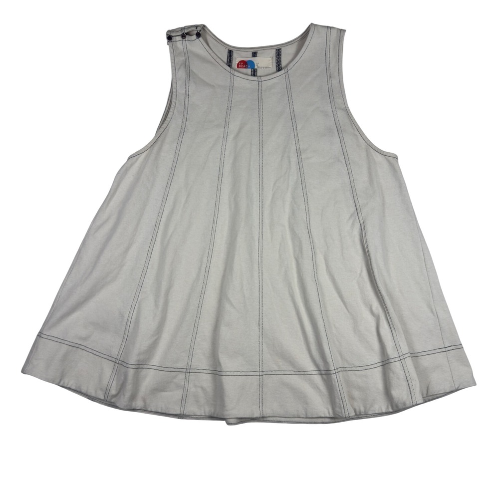 Free People Beach Strada Cream Cotton Sleeveless Flared Tunic‎ Top Large